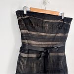 BCBG Maxazria Strapless Feather Trim Cocktail Dress Tiered Black Women's 12 Photo 3