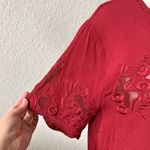 ASTR The Label Red Floral Embroidered Blouse Photo 4