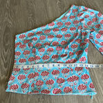 Forever That Girl Anthropologie Shirt Womens 6 One Shoulder Blue Floral Photo 4