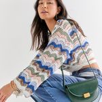 Francesca's Multicolor Crochet Bell Sleeve Fleur Tie Front Pullover NWT Photo 2