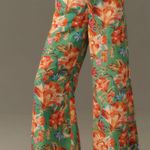 Farm Rio  Tie-Front Linen Blend Floral Wide-Leg Pants, Size S Photo 2