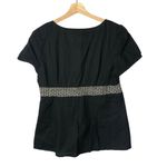 Loft Ann Taylor  Black Babydoll Belted Waist Short Sleeve Blouse 12 Photo 1