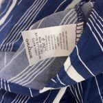 Solemio  Top Womens Size Large Racerback High Neck Blouse Shirt Blue Stripes Photo 4