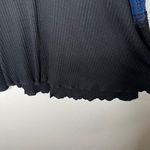 Free People Black Blue Snow Day Knit Thermal Top Medium Photo 4