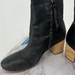 Toms Evie Leather Block Heel Ankle Boot Black Sz 9 Side Zipper Comfy Boho Comfy Photo 2