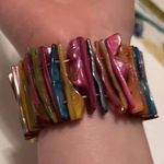 Women’s Multi Color Colorful Beaded Shell Costume Bracelet Cuff Photo 8