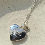 Handmade “I love you” stainless steel heart locket charm & Czech glass necklace 🍃🩵 Photo 0