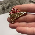 Gold Tone Heart Cart Rickshaw Pin Marked Avon Valentine’s Day Photo 1