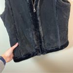 ✨ D’Carlo Women’s Suede Leather Fur Black Zip Up Vest Medium Photo 3