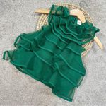 La Esquina Azul Women’s Organza Layered Ruffle Top Sleeveless Crop Party Green M Size M Photo 0