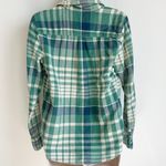 J.Crew  plaid flannel button pullover long sleeve top green blue size small Photo 1