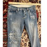 Pepe Jeans Y2K Distressed Embroidered Lace-Up Patch Bootcut Denim Women’s 28 Photo 3
