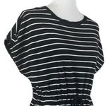 Rafaella  Tee Shirt Dress Drawstring Pockets Black White Stripe Women’s Large Photo 5