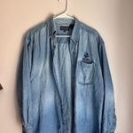 Vintage Denim Embroidered 'Real Time' Button Up Shirt Size M Photo 1