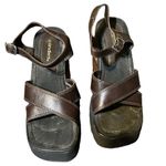 Candie's Vintage Rare Y2K Wooden Platform Leather Sandals Size 9 Photo 1