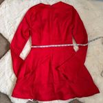 House Of CB Fit and Flare Long Sleeve Satin Mini Dress S - Red Photo 2