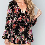 Show Me Your Mumu Floral Velvet Long Sleeved Romper Photo 0