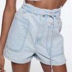 ZARA Denim Paper Bag Shorts - Size 4 NWT Photo 0
