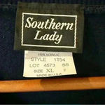 Ladies VINTAGE SOUTHERN LADY SWEATER LAYERED CARDIGAN BLUE WITH FLORAL DESIGN XL Photo 4