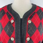 Vintage Stuart Alan Sz 14 Knit Sweater Argyle Knit USA Made Double Breasted Red Photo 1