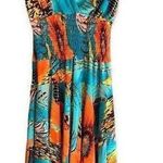 Boutique  Brand Tropical Dress W/ V-Neck, elasticized waist, asymmetric hemline Photo 3
