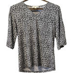 Michael Kors Black Animal Print Peasant Top Size M Photo 0