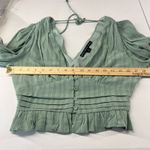 HYFVE  Cropped Top Womens Medium Green Lined Smocked Preppy V-Neck Puff Sleeve Photo 10