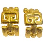 Givenchy Vintage 1980s  Double Logo Clip On Statement Earrings Runway Couture Photo 0