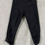 Lululemon womens leggings 4 black crop overlay capri side scrunch EUC Photo 0