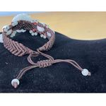 Handcrafted Jade Floral Beaded Knotted Adjustable Bracelet Boho Beachy White Photo 2
