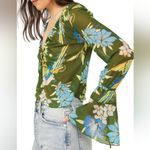 Free People NWT  Of Paradise Floral Bell Sleeve Blouse size M Photo 2