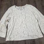 Chico's  Lace Overlay Shirt Ivory Pullover Blouse Top Cream Size 3 - XL Photo 0
