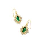 Kendra Scott NWT!  Grayson Gold Sunburst Drop Earrings in Green Glass Photo 1