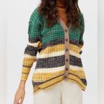 BDG Urban Outfitters Yellow Green Grey Kellan Striped V Neck Cardigan Size Small Photo 5