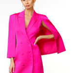 Adelyn Rae Thalia Cape Blazer Mini Dress Hot Pink Sz Large NWT $158 NEW Barbie Photo 0