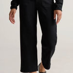 Quince Bella Stretch Patch pocket wide leg Black Cropped Jeans High Rise Utility Photo 0