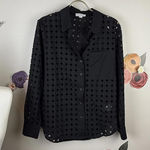 Evereve  Black Collared Willow Cutwork Shirt - Size - Small Photo 0