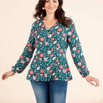 Matilda Jane ‎ Yesteryear Poppy Print Long Sleeve Blouse Size S Photo 0