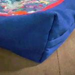 Quilted Blue Tote Bag with Animal Embroidery Boho Anthropologie Style Photo 6