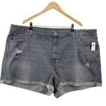 Old Navy O.G. Straight Jean Shorts Women 28 Gray High Rise Rolled Hem Distressed Photo 0