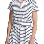 Ralph Lauren NEW  RLX Airflow SS Polo Dress White Navy‎ Stripes Drawstring Med Photo 0