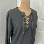 Mother The Tie Up Easy Sweatshirt Charcoal Size L Photo 4