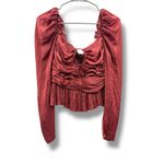 Ulla Johnson  Mirelle Ruched‎ Satin Top Desert Rose Long Sleeve Women’s Size 4 Photo 2