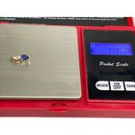 10K Yellow Gold Lab Created Sapphire and Diamond Chip Pendant Blue Photo 3