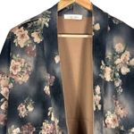 Anthropologie Solitaire Open Front Jacket Womens M Gray Faux Suede Floral Boho Cottagecore Photo 1