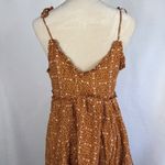 Patrons of Peace Geometric Print Tie Strap Ruffle Dress Womens Small Sundress Mini Boho Brown Photo 3
