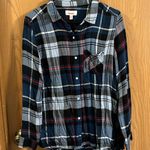Bongo Women’s Blue Plaid Rayon Flannel Shirt Large Photo 4