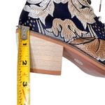 Vintage Satin Floral Embroidered Block Heel Cowboy Ankle Booties Blue Size 7 Photo 10