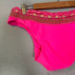 Ramy Brook NWT  Riley‎ Neon Pink Bikini Bottom Gold Crochet Detail Size Large Photo 7