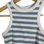 Edikted Women’s Ribbed Striped Cropped Racerback Tank in Blue/White Size S Photo 3
